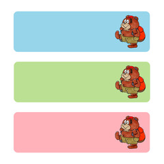 Fototapeta premium ハイキングをする熊のキャラクター コピースペースセット