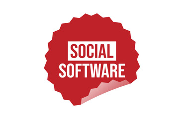 Social software red ribbon label banner.