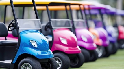 Vibrant Golf Carts at a Beautiful Course