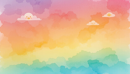 Fototapeta premium Sunset Sky Watercolor Background