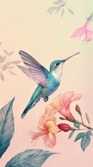 Fototapeta premium Wallpaper hummingbirds animal creativity fragility.