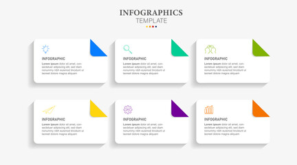 six steps business infographics template icons.