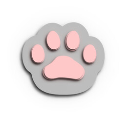 Cute Paw Print: A charming close-up of a stylized, cartoon-like paw print, in a delightful color palette. This image evokes warmth and friendliness. 