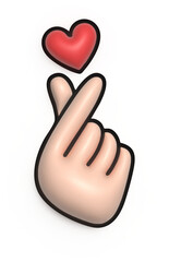 Love Gesture: A heartwarming rendering of the "heart hands" gesture, complete with a floating red heart above, symbolizing affection and care.