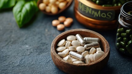 Magnesium Mineral Supplement Capsules - Concept of Medical Vitamin and Mineral Complex for Nutritional Health Care