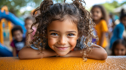 Happy Children at Modern Playground – International Childrens Day Banner