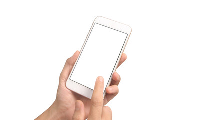 User engaging with smartphone in minimalist setting close-up view technology content modern environment interactive concept