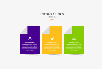Vector infographic template with icons and 3 options or steps. Infographics for business concept. Can be used for presentations banner, workflow layout, process diagram, flow chart, info graph.