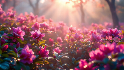 Azalea garden on a misty morning