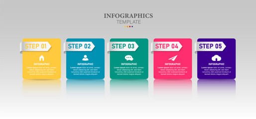 Timeline Creator infographic template. 5 Step timeline journey, calendar Flat simple infographics design template. presentation graph.