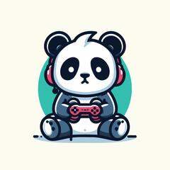 Cute Gamer Panda Mascot Vector Logo for Esports and Streaming Brands