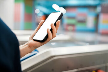 Obraz premium Modern Communication in Urban Spaces: A Focus on Smartphone Use