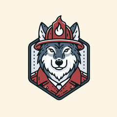 Heroic Firefighter Wolf Mascot Logo Vector for Fire Department and Safety Branding