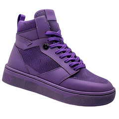 Bold Purple High Top Sneakers with Sleek Leather Isolated on Transparent Background