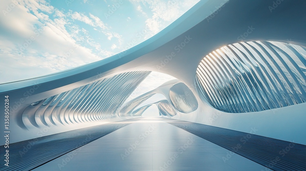 Poster elegant futuristic bridge architecture with smooth and stylish design
