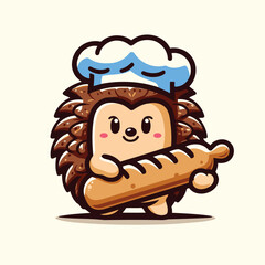 __20. Baker Hedgehog Mascot Logo - Pastry Shop Vector