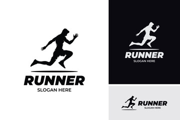Silhouette of  running man logo design