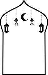 Ramadan Lantern Silhouette Vector, Islamic Decorative Lantern Set