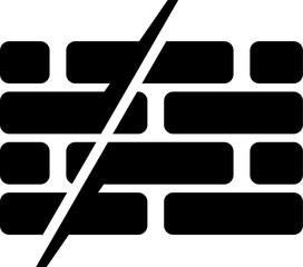 forbidden brick wall icon, silhouette vector isolated on white background. simple and modern design