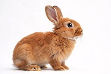 Obraz premium Brown Rabbit Peeking Over White Surface with Bright Eyes. easter bunny.