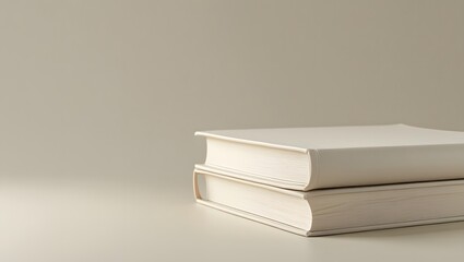 Two elegantly stacked white books representing knowledge and sophistication