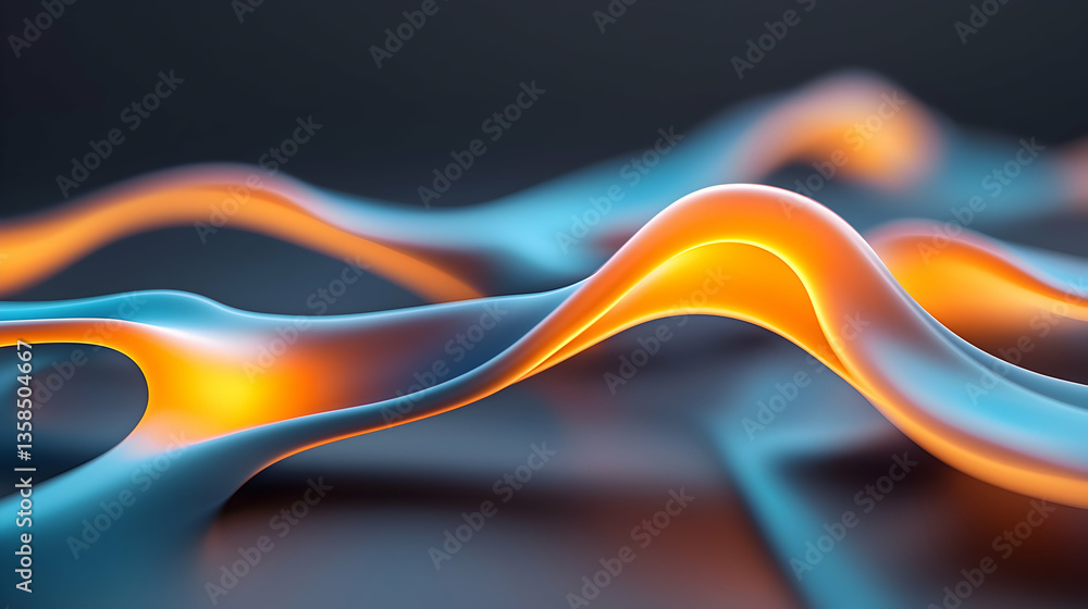 Poster abstract golden network structure with glowing orange nodes
