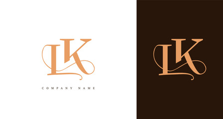Luxury monogram logo with the initials LK, perfect for branding, fashion, and boutique businesses