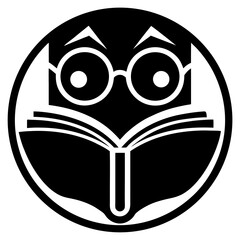 Minimalist Reading Glasses and Book Icon - Literacy and Knowledge Symbol. owl reading book