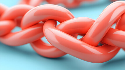 Abstract Orange Web of Interconnected Dots: 3D Rendering