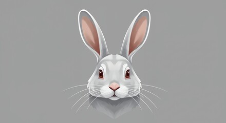 Fototapeta premium Isolated Rabbit Face Illustration with Upright Ears and Detailed Whisker