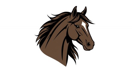 Majestic Horse Head Portrait with Flowing Mane Illustration Style Design