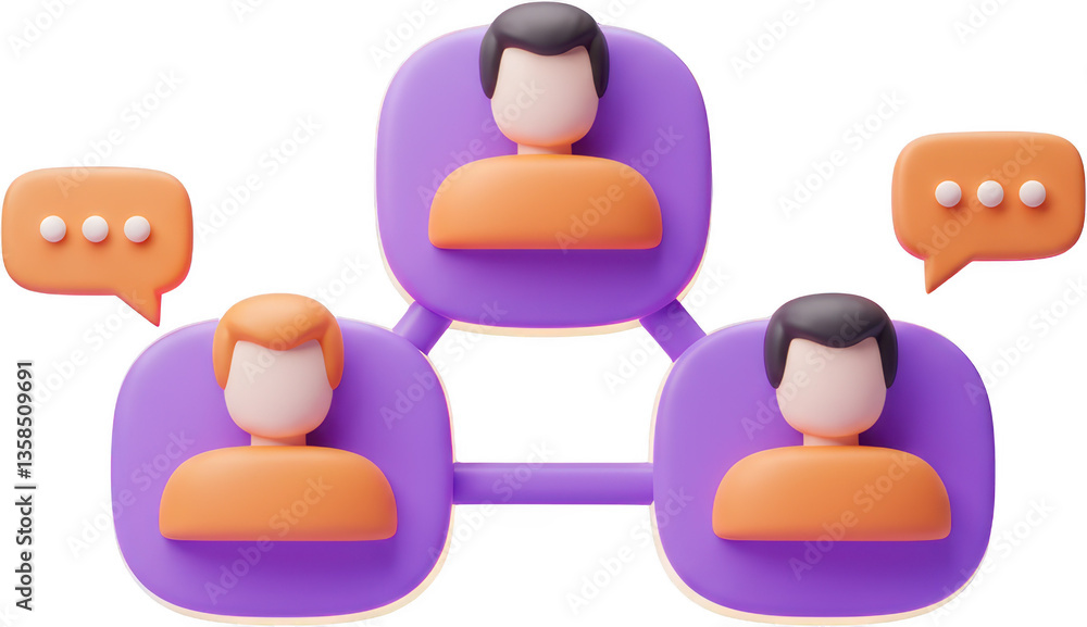 Aufkleber 3d render of connected people icons representing teamwork and communication