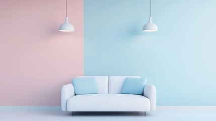 Charming sweet pastel room with light pink accents cozy interior modern design bright environment