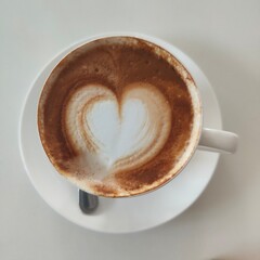 Heart Latte Art in a Cup of Coffee