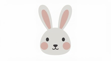 Cute bunny rabbit head with long ears and rosy cheeks illustration