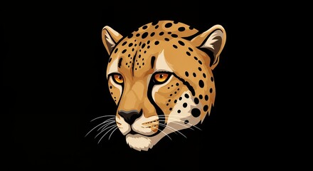 Fototapeta premium Graceful Cheetah Head Vector Illustration on Black Background for Wildlife Designs