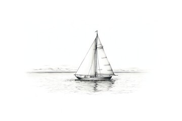 Fototapeta premium Sailboat watercraft vehicle drawing.