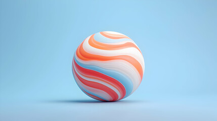 Fototapeta premium Abstract Swirling Sphere in Pastel Colors on Light Blue Background