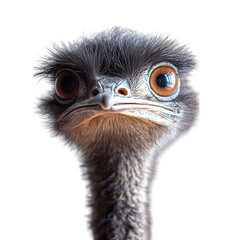 Curious Emu Standing Tall Feathers Fluffy and Gaz Isolated on Transparent Background