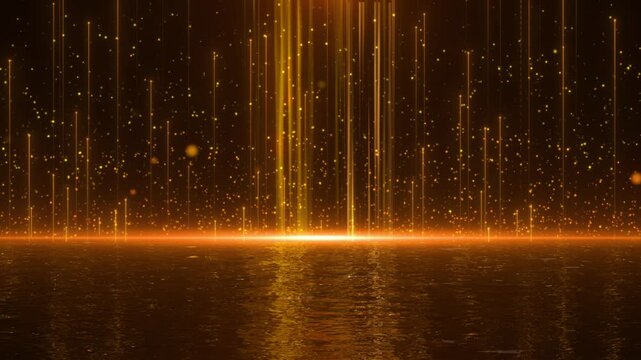 Beautiful golden particle light rising background