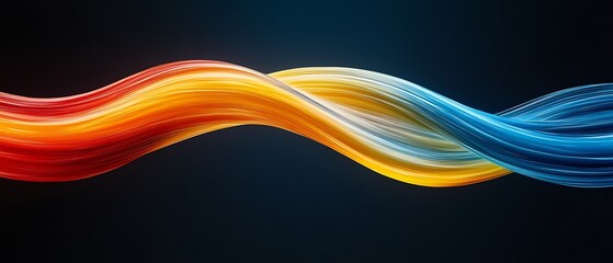 Abstract flowing ribbons of color and light on dark background