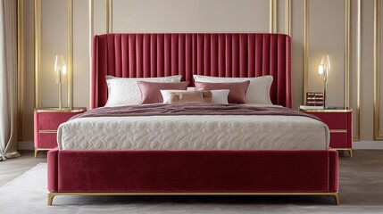 Luxurious velvet bed with gold frame chaos modern bedroom interior design elegant setting stylish viewpoint
