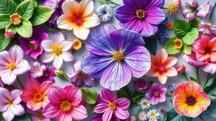 Floral decoration images, Pink and yellow flowers, Beautiful Floral Background with Mixed Spring Flowers