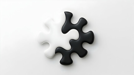 Fototapeta premium Black and White Puzzle Piece on Textured White Background