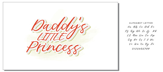 Daddy's Little princess quote. Baby shower hand drawn modern calligraphy vector lettering, grotesque style text logo phrase. Crawn, heart decor element. Card, print, invintation, poster element.