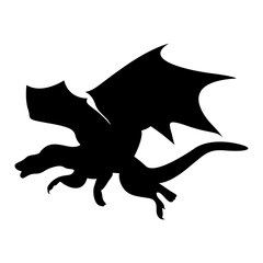 Fototapeta premium Silhouette of Black Dragon. Flat Vector Illustration.