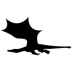 Silhouette of Black Dragon. Flat Vector Illustration.