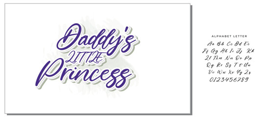 Daddy's Little princess quote. Baby shower hand drawn modern calligraphy vector lettering, grotesque style text logo phrase. Crawn, heart decor element. Card, print, invintation, poster element. © AriefIndra