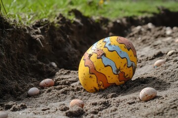 Colorful Easter egg found in sandy field