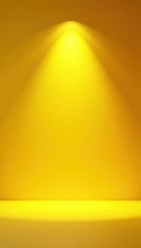 Empty yellow background with spotlight in studio for design showcase Cement material backdrop in realistic 3D render,  background,  design